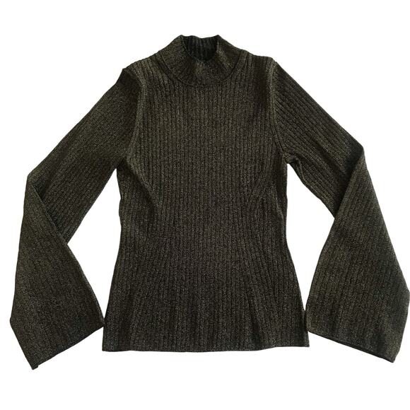 Banana Republic Lena Metallic Sweater Lurex Flare Black Size Small NWT Holiday - Picture 3 of 11